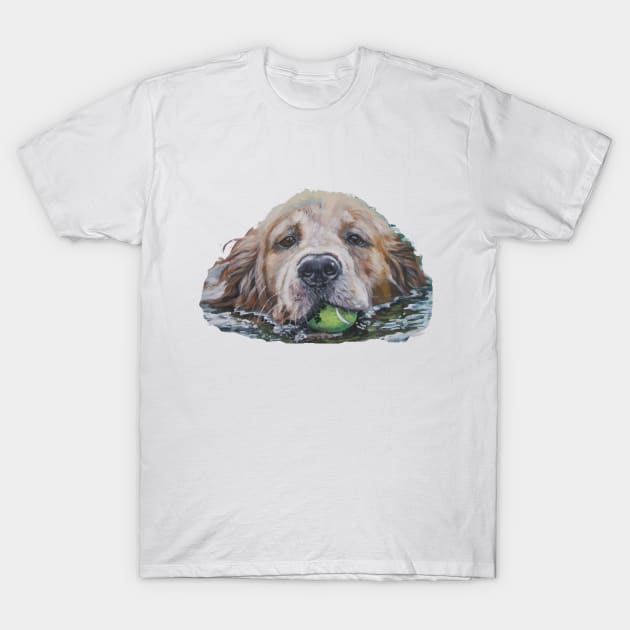 Golden Retriever Fine Art Painting T-Shirt by LASHEPARD